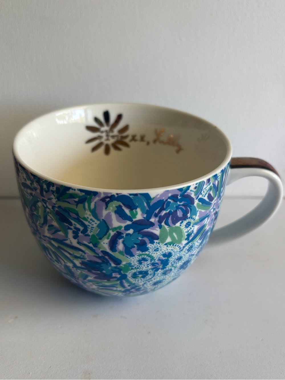 2 Lilly Pulitzer Blue Green Floral Ceramic Coffee Mug